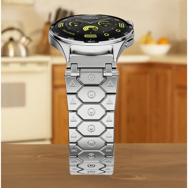 Solidt rustfrit stål Hex Titan Universal Interface urrem kompatibel med Samsung Galaxy Watch7/6 Silver 20 mm Silver 20 mm