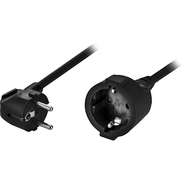 Extension cable 230 volt with angled Schuko plug 10m, black