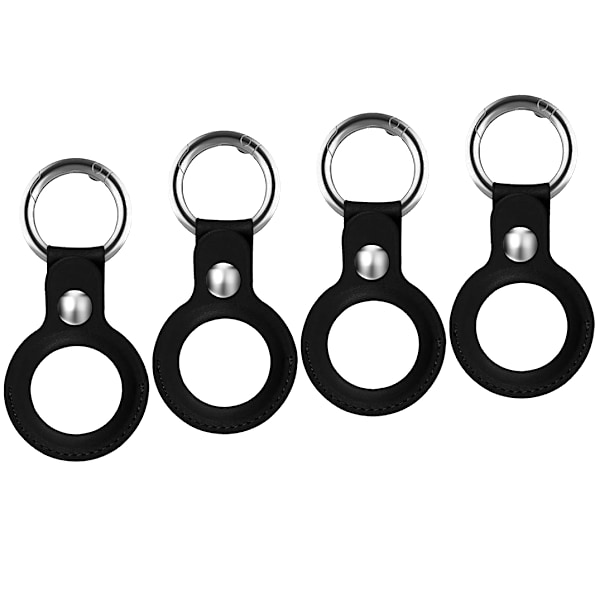 INF AirTag fodral med nyckelring PU-läder 4-pack Svart