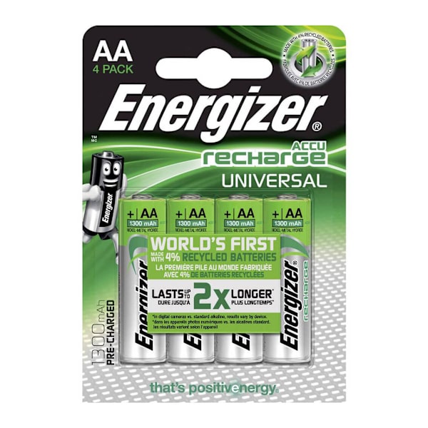 ENERGIZER Batteri AA/LR6 Laddbart Ni-Mh 1300mAh 4-pack