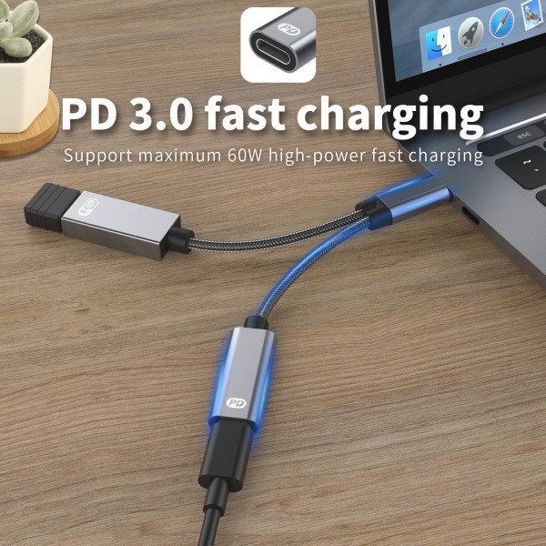 USB-C hane till USB-hona + USB-C PD ladduttag och OTG-adapter USB 2.0