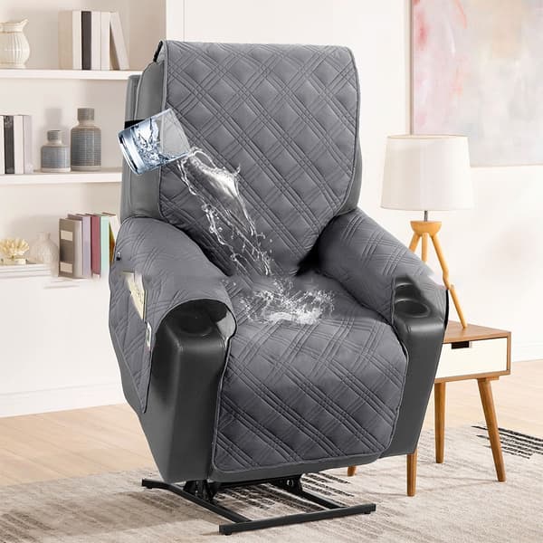 Vadderat Elektrisk Fåtöljöverdrag - Fläckresistent, Halkfritt, Fulltäckande Grey Grey