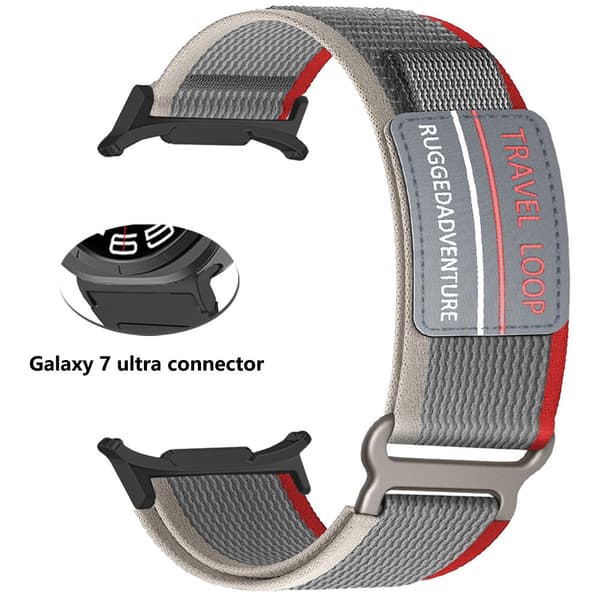 Nylon urrem til Galaxy Watch 7 Ultra Black+Red Black+Red