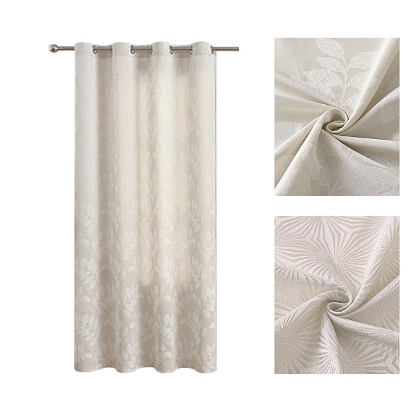 Elegant blad Jacquard mörkläggningsgardin för sovrum D