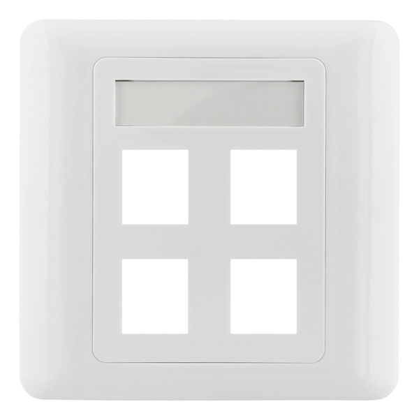 Flush mount for Keystone, 4 ports, white