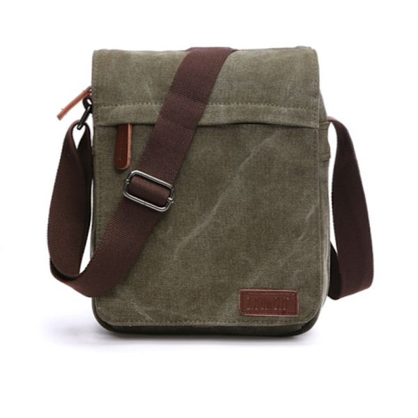 INF Sportig crossbody väska i canvas och läder Svart