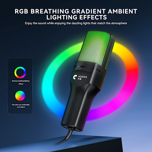 RGB Gaming Mikrofon - Hög Känslighet & Flexibel