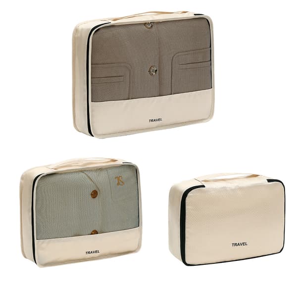 7-delars Kviltade Reseförvaringsväskor Beige Beige