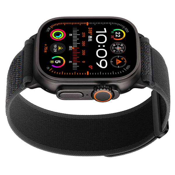 Nylon Klockarmband Kompatibla med Apple Watch - Ventilerande Sport Loop-band för iWatch Series 8/7/6/5/4/3/2/1/SE/Ultra Svart L
