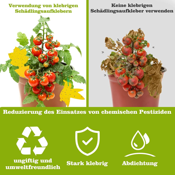 Klistrende fælde mod bananfluer og skadedyr på potteplanter 60-pak Gul