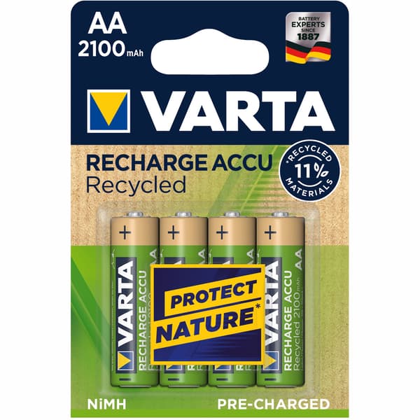 Recycle Laddningsbart batteri AA 2100 mAh 4-p