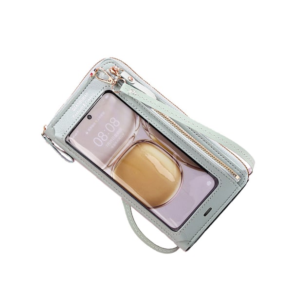 Telefonväska i PU-läder med pekskärm Crossbody-plånbok Grön