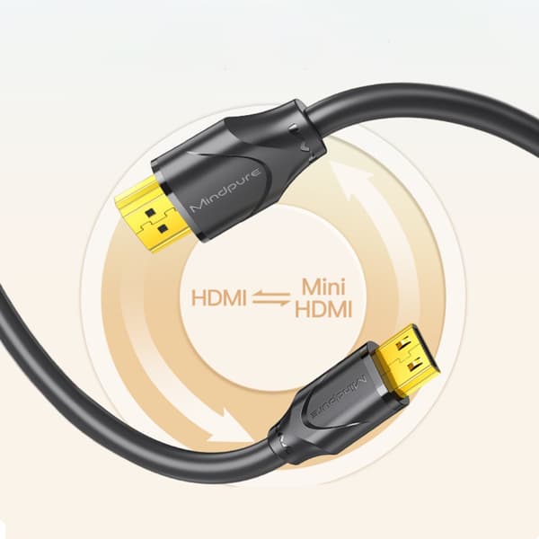 Mini HDMI til HDMI HDTV-kabel – 4K 60 Hz HDR, 18 Gbps tovejsforbindelse til gaming, skærme og streaming 3 m 3 m
