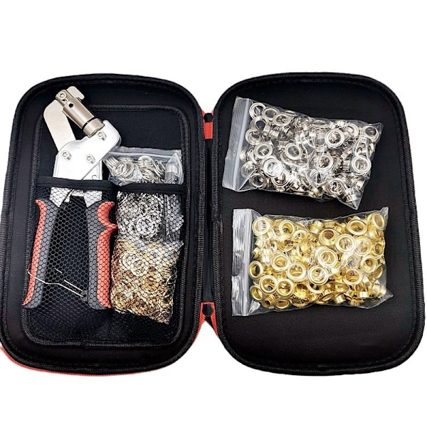 Eyelet Tool Kit, jossa 300 sarjaa ja käsipihdit