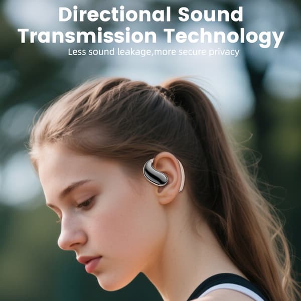 6.0 open-ear dobbelt-side stereo trådløst Bluetooth headset med 4000mAh ladetui White White