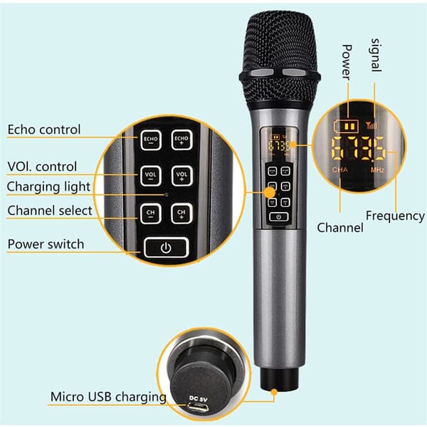Trådlös mikrofon i 2-pack / Bluetooth Reverb med Android-portkabel Black Black