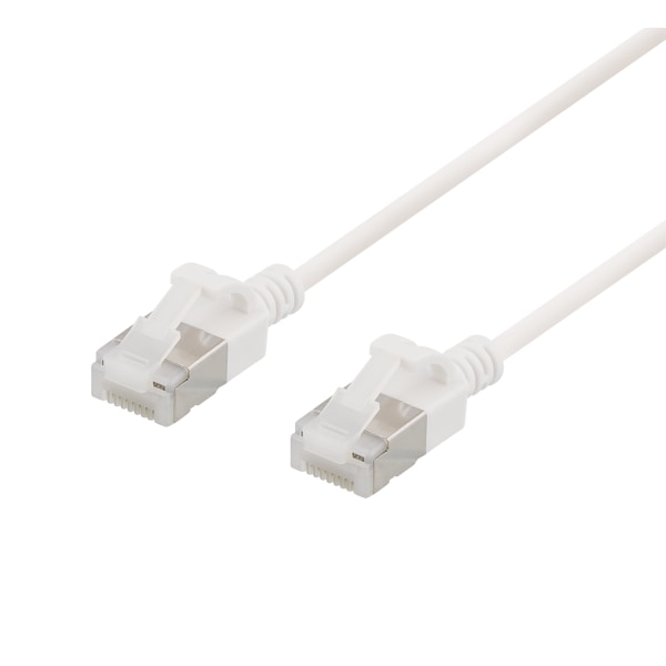 deltaco U/FTP Cat6a patch cable, slim, 3,8mm in diameter, 3m, wh