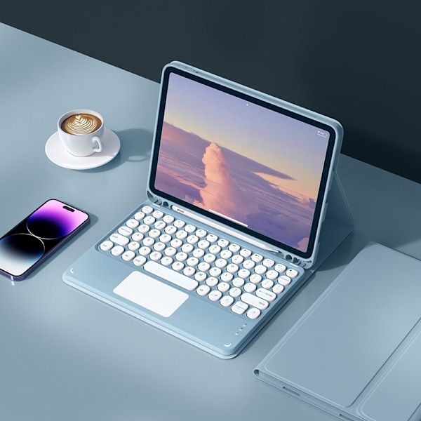Bluetooth-tangentbordsfodral för Galaxy Tab S7 FE Blå