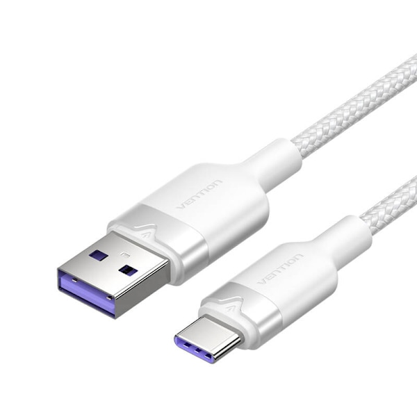 USB 2.0 A–USB-C 6A Vention CTOWH 2M -kaapeli (valkoinen)