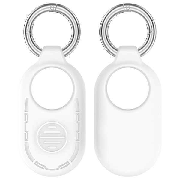 Naarmuuntumaton silikonikotelo Samsung Galaxy SmartTag 2:lle avaimenperällä Valkoinen