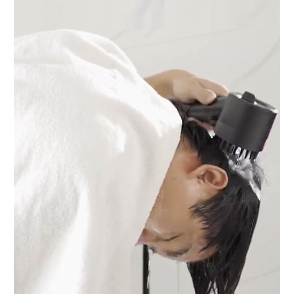 Högtrycksduschhuvud med schampoborste för hårbottenmassage Mörkgrå