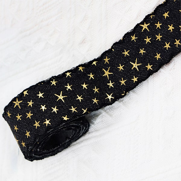 Svart denimband, 2,5 cm brett, 2 yards långt - kontinuerligt snitt