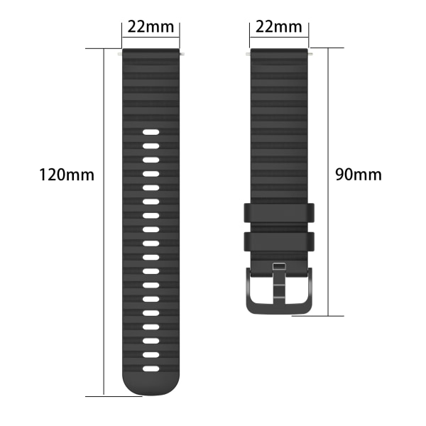 Klockarmband silikon Svart 22 mm