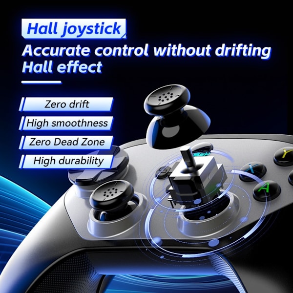 G6S Switch Bluetooth 5.3 Handkontroll med Hall Joystick - Multi-Plattformsstöd, kompatibelt med Android, iOS, PC och Nintendo Switch Black Black