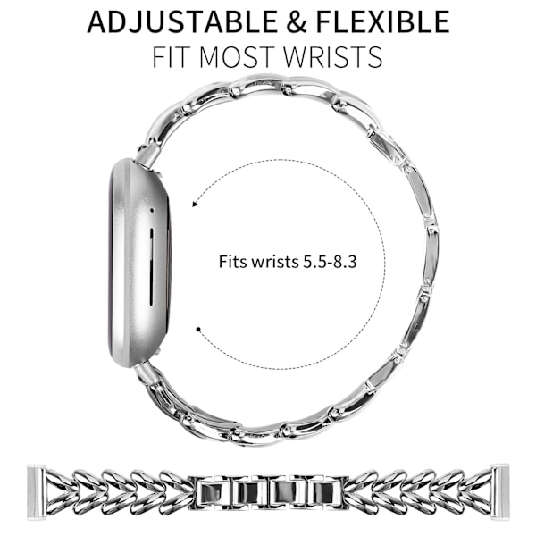 Klockarmband i Rostfritt Stål för Fitbit Versa 4 Silver