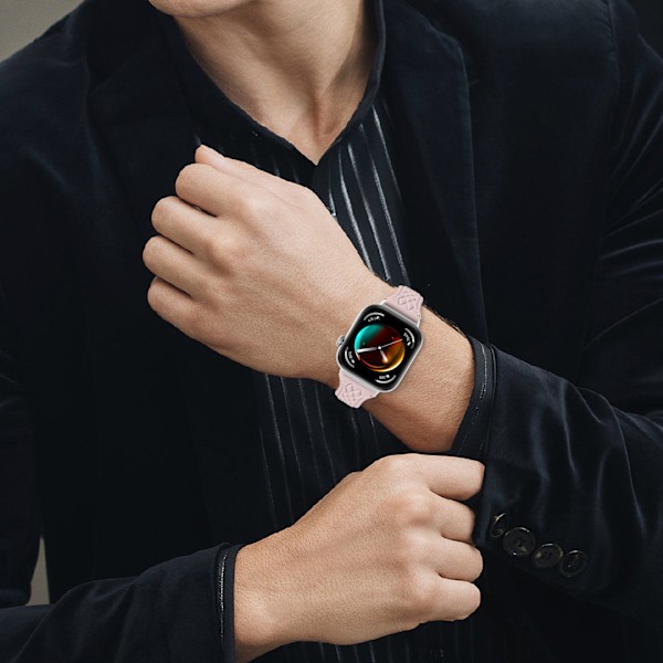 Huawei Watch Fit 3 -nahkainen kellon ranneke - timanttikuvio Vaaleanpunainen