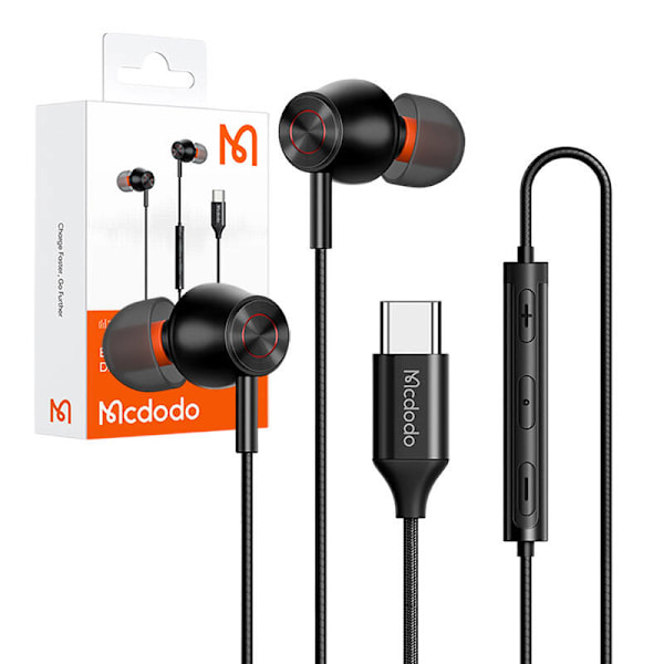 Mcdodo HP-3490 in-ear, langalliset kuulokkeet, USB-C (musta)