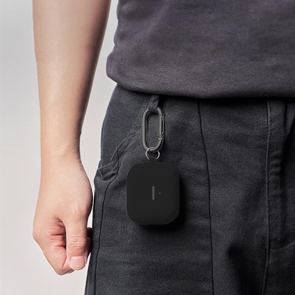 Skyddande silikonfodral för Samsung Galaxy Buds3/Buds3 Pro med karbinhake Svart