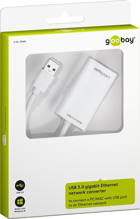 USB-A Ethernet-adapter, hvid