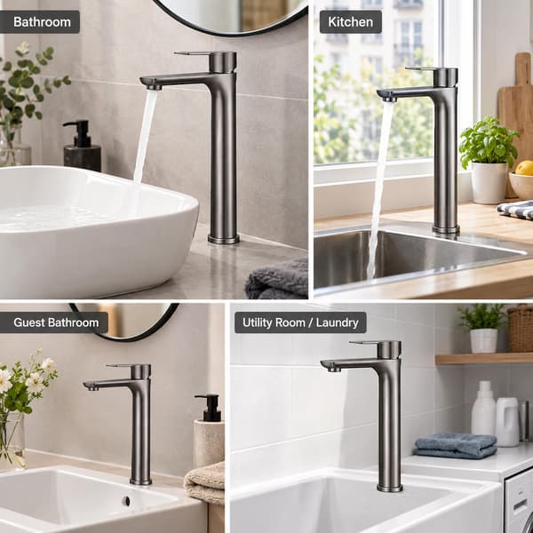 Snygg och elegant badrumsblandare i rostfritt stål 304 Silver Silver