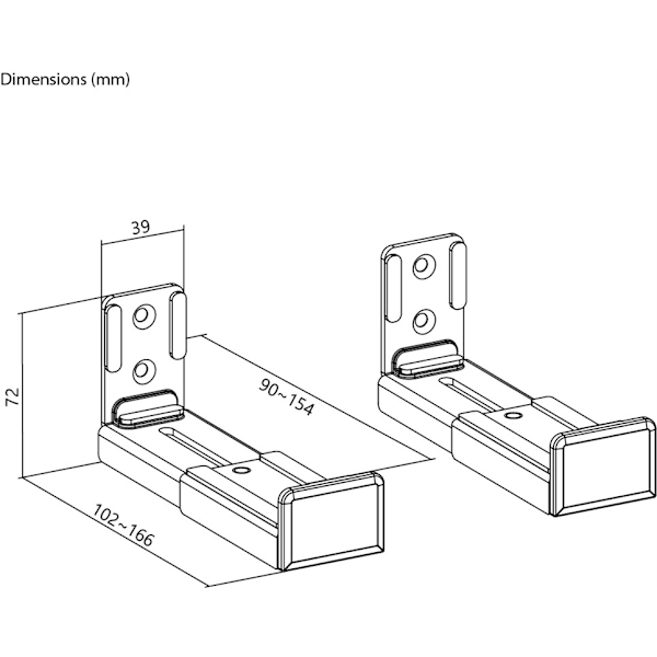 Väggfäste för soundbar Universal, svart