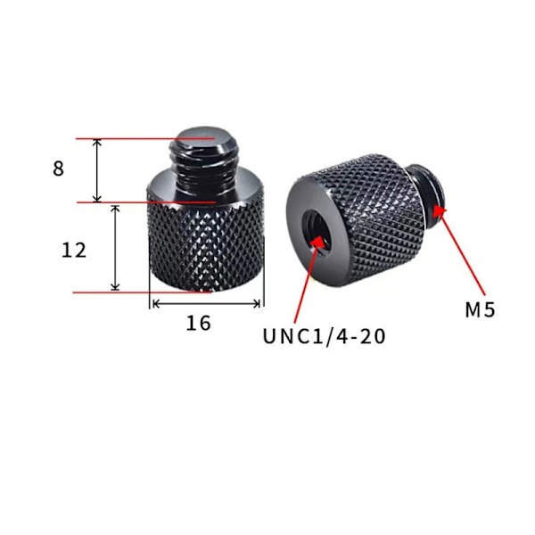 Stativ gevindadapter M12 til 1/4" han - 5-pak M5