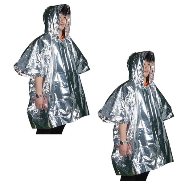Emergency Rain Poncho PET/Aluminium Silver