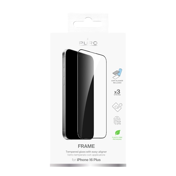 iPhone 16 Plus Frame Tempered Glass, Applicator included