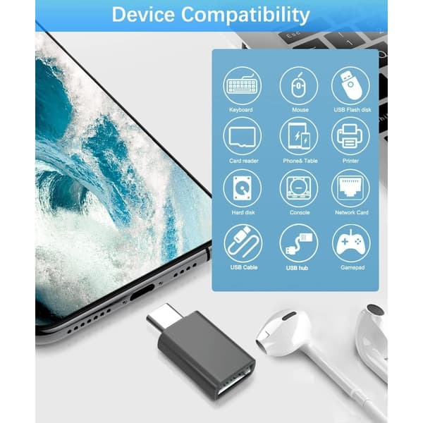 USB-C til USB Adapter 4-pak: Aluminiumlegering, 5 Gbps dataoverførsel, kompatibel med iPhone, iPad, MacBook og Samsung Galaxy Black Black