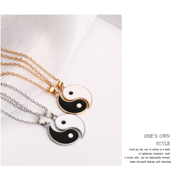 Yin Yang par halskæde med matchende vedhæng Guld 2 stk