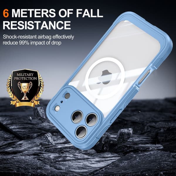 Robust 9H Glas Telefoncover med Magnetisk Funktion til iPhone 17 Pro Max - Blå
