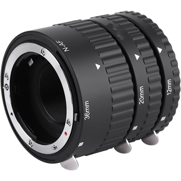 Auto-Focus Macro Extension Tube Set, 12mm 20mm 36mm Auto Focus Macro Extension Tube Adapter Ring för Nikon Svart