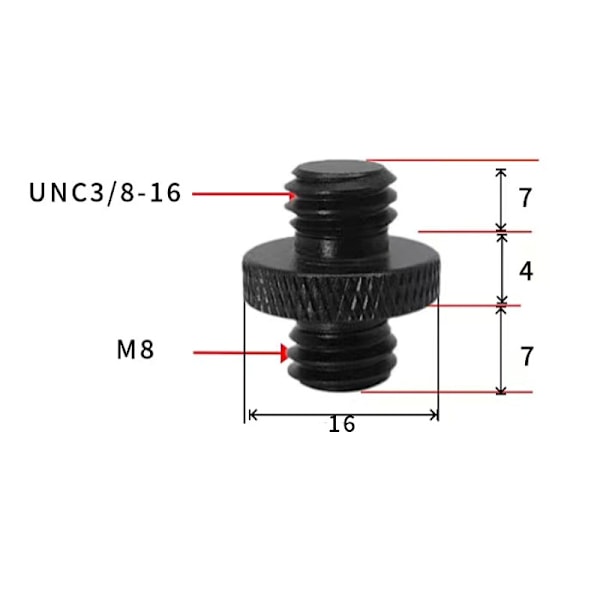 5kpl 3/8" urospuolinen kolmijalkainen ruuvisovitin kameran kiinnitykseen M8
