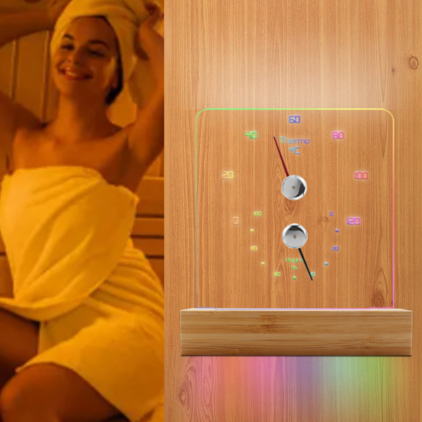 Sauna termometer hygrometer med RGB lys