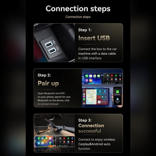 Smart Carplay & Android Auto Trådlös Adapter Box: 2-i-1 Lösning för smidig bilanslutning, kompatibel med bilar som stöder trådbunden Carplay