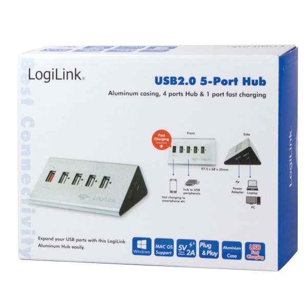 LogiLink USB 2.0-hub 4+1 fast charge