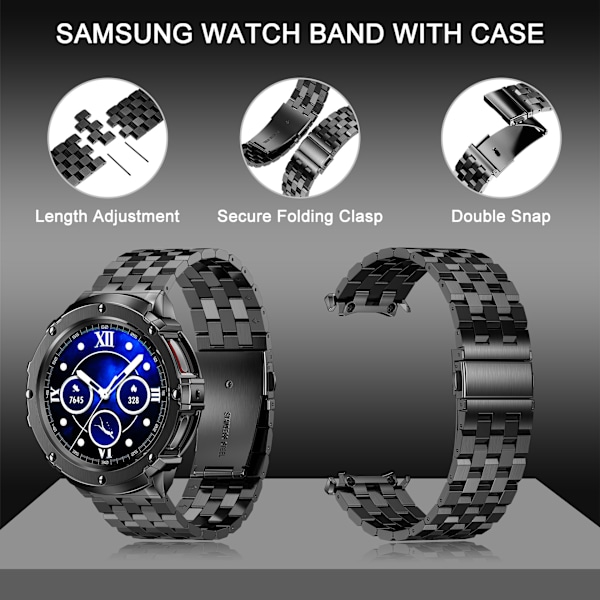 Klockarmband i rostfritt stål för Samsung Watch 5 Pro Svart
