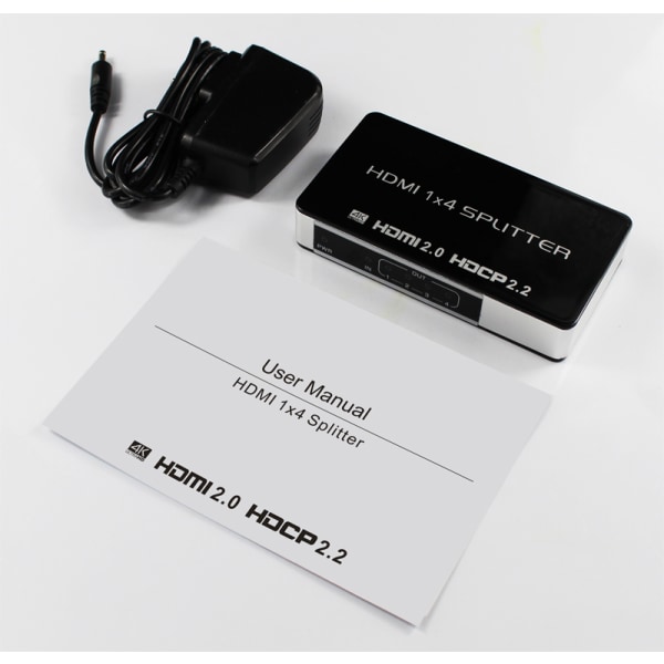 INF 1 x 4 HDMI splitter UltraHD 4K@60Hz understøtter 3D HDMI V2.0 HDCP 2.2 18 Gbps