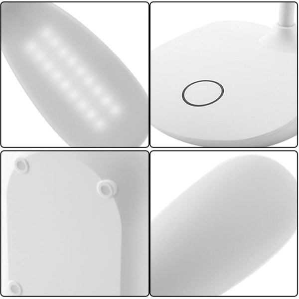 Genopladelig LED bordlampe, drejelig, dæmpbar, Hvid