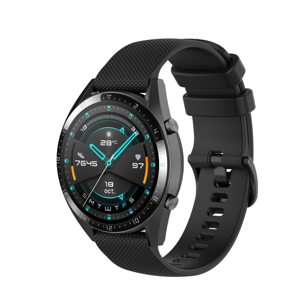 Klockarmband silikon Honor Watch GS 3i/GS3/GS Pro/Magic Watch 2 46 mm/Magic Watch 1st Gen/Watch Dream, Huawei Watch GT3 Svart